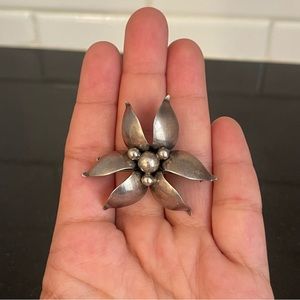 E. Dragsted Denmark Sterling Silver Flower Pin Brooch